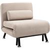 HOMCOM Poltrona Letto Singolo, Poltrona con Materasso e Cuscino Imbottito Sfoderabili - Schienale Regolabile 90-180° e Telaio in Metallo - 75x70x75 cm, Beige