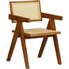 Totò Piccinni Sedia DALY in legno design retrò con braccioli, seduta e schienale in paglia di vienna rattan (1, Noce)