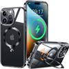 HaloArt 360° Girevole Supporto Magnetica Cover per iPhone 15 Pro Max [Stabile CD Anello Supporto per MagSafe] [N.1 Potenza Magnetica & Protezione Militare] Custodia Protettiva Antiurto Sottile, Nero