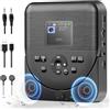 FELEMAN Lettore CD portatile, FELEMAN Lettore CD Bluetooth con altoparlanti/cuffie/display, ricaricabile, lettore CD per auto con trasmettitore FM, con lettore di schede TF e cavo AUX da 3,5 mm, Nero