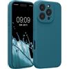 kwmobile Cover per iPhone 16 PRO Custodia - Back Case per Smartphone in Silicone TPU - Protezione Gommata - Petrolio Matt