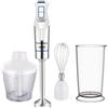 Bastilipo - TURBOMIX-1200ACC, Frullatore a braccio, 1200 W, 4 cucchiai in acciaio inox, asta montabile chiaro e tritatutto, colore: bianco/acciaio