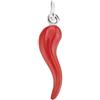 Remo Gammella Pendente Cornetto Portafortuna in Argento 925 Ciondolo Uomo Donna smaltato variante di misura (XL, Rosso)