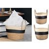 Gilde GLDE - Set di 3 cesti decorativi con manico, colore: nero naturale, per bagno, camera da letto, soggiorno, diametro 25/31/38 cm, altezza 22/26/39 cm