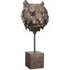 Casablanca modernes Design Casablanca - Statuetta decorativa con testa di tigre su piedistallo, misura XL, in resina 3D, colore: bronzo, altezza 47,5 cm
