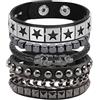 JJDreams Bracciale in pelle Uomo Set Bracciale Punk Bracciale Largo Rocker Bracciale Nero Incisione Bangles Gotico