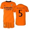 Real Madrid - Set T-shirt e pantaloni seconda stagione 24/25, Bellingham, bambini 10 anni, replica con licenza ufficiale, arancione, 10 Anni