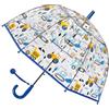 Rhomba Ombrello trasparente a bolla trasparente trasparente per bambini e bambini leggeri 8 Fibre Ribs Cute Dome See Through Perfect for Walking Kids Umbrella for Child, Escavatore blu, S