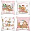 Bonhause Federe per Cuscini Natale Pan di Zenzero 45 x 45 cm Copricuscini Decorativi Camion Rosa Federa per Cuscino Divano Letto Casa Vacanze Inverno Decorazione Set di 4