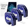 Msudoku 3x Msudoku Nastro per Etichette Compatibile con Dymo 91221 12mm x 4m Nastro Nero su Bianco Plastica Letra tag S0721610 91201 Compatibile per Dymo LT100H LT100T QX50 XR XM 2000 200b