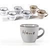GICOS IMPORT EXPORT SRL Set 6 tazzine Tazze caffè Colori Assortiti Colazione Senza piattino capienza 90 ml Decoro Home/Love SIZ-803796