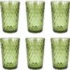 GMMH Set di 6 bicchieri da vino colorati vintage con motivo a diamante (rete), bicchieri da long drink, bicchieri da cocktail con goffratura, vetro, bicchiere da vino, acqua, calici in vetro (bicchiere