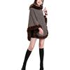 FOLOBE Maglione in Pelliccia Sintetica da Donna Poncho Capo Oversize Elegante Scialle Avvolgente con Collo in Pelliccia Sintetica