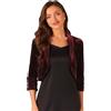 Allegra K Donna Coprispalle Velluto Giacca Corto di Natale Natalizio Cardigan Aperto sul Davanti A Maniche Lunghe Nero XS