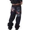 ORANDESIGNE Baggy Jeans Uomo Pantaloni Baggy Pantaloni Denim Vintage Casual Hip Hop Y2K Jeans Gamba Larga Straight Pantaloni Harajuku Ragazzo Pantaloni Casual Streetwear D Blu Scuro L