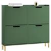 SoBuy Scarpiera Salvaspazio Slim da Ingresso Mobile Portascarpe con 4 Ante a Ribalta Regolabili in Legno Armadio Scarpiera Alta e Stretta per Corridoio, 100x19x91 cm，Verde Scuro, FSR100-SY