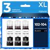 alphaink 3 Inchiostri Neri Compatibili con Epson T104 per EcoTank ET-2710 ET-2712 ET-2711 ET-2714 ET-2715 ET-4700 ET-2720 ET-2721 ET-2726 (3-Pack T1041)