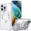 HaloArt 360° Girevole Supporto Magnetica Cover per iPhone 15 Pro Max [Stabile CD Anello Supporto per MagSafe] [N.1 Potenza Magnetica & Protezione Militare] Custodia Antiurto Sottile, Trasparente