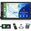 Inefala Autoradio 7 Pollici con Carplay e Android Auto, schermo tattile Stereo 2 Din Auto con Bluetooth, Mirror Link, Supporta FM, USB, AUX, TF, Controllo del Volante, Telecamera Posteriore