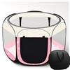 Floving Box portatile per animali domestici, gabbie per cani di medie dimensioni, per interni ed esterni, recinto pieghevole per cani, cuccia per gatti, box per animali domestici (Rosa, L, 6-Jan)