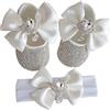 Uposao Scarpette da Bambina con Fascia Regalo Suola Morbida Sneakers Antiscivolo Scarpe da Principessa per Cerimonia di Compleanno Battesimo Bambina 12-18 Mesi