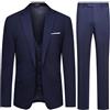 Allthemen Abito da Uomo Elastico 3 Pezzi Slim Fit Completo Formale con Un Bottone da Sposa Giacca Blazer Pantaloni Gilet Blu Navy 3XL