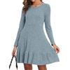 Yutdeng Vestito Abito Maglia Donna Invernale Autunno Vestiti Maniche Lunghe con Scollo Rotondo Pullover Vestiti Eleganti Curvy Casual Moda Felpa Maglione Sweater Dress,Grigio Scuro,XXL