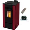 Generico Stufa a Pellet ventilata Alida 9 Stagna 8,74 Kw Bordeaux 4 Stelle 83,70 m2 riscaldabili On Fire Line (Stufa + Modulo Wifi + Telecomando)