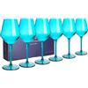 HAHASHOW Bicchieri da Vino Colorati, 440ml Set di 6, Azzurro | Bicchiere da Vino Bianco, Tritan-Plastica ,per campeggio festa, Adatto alla Lavastoviglie,Resistente agli urti e alle rotture