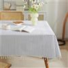 meioro Tovaglia a Righe Tovaglie Rettangolare con Nappe, Copri Tavolo Lavabili da Interno Biancheria da Tavola Decorativa per Cucina, Sala da Pranzo e Piano d'appoggio (Grigio/Bianco,90x90cm)