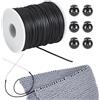 NBEADS 55 metro di Cordoncino per Mantenere I Punti, Cordone Da Barbiere per Maglieria con Tubo In Gomma Cavo Da 2 mm con Fermacavi In Plastica per La Creazione di Gioielli, Nero