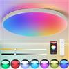 CANMEIJIA Plafoniera LED Soffitto Dimmerabile con Telecomando 24W Lampada da Soffitto LED 3000K~6500K IP44 RGB Plafoniere Compatibile Home per Camera da letto Cucina Corridoi, Ø32cm