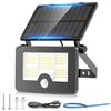 OHAYORI Faretto LED Solare da Esterno con Sensore di Movimento, Ricaricabile 122 LED, 4 Modos, Luce Solare per Muro/Palo, 2200mAh, IP65 Impermeabile, Illuminazione Solare PIR per Recinzione e Strada