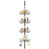 FIISAYL Mensola Doccia Telescopic Porta Sapone Bagno Acciaio Inossidabile Portaoggetti Senza Foratura con 4 Ripiani, Regolabile 85-325cm, adatto per Vasca Bagno e Cucina, Nero