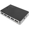 DIGITUS USB-Hub - 10 porte - USB 2.0 ad alta velocità - 480 MBit/s - Plug&Play - Cavo di collegamento 100 cm - Nero, Custodia In Plastica