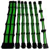 Cortek SET 7 PROLUNGHE DA 30 CM NYLON VERDE/NERO: 24Pin, 4+4Pin, 4 x PCI-E 6+2, 4 x SATA