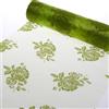 Deko AS GmbH Deko und Band 'Organza Runner con Stampa Flock Green Roses - 28 cm - Rotolo da 15 Meter