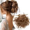 SEGO Chignon Elastico con Capelli Ricci Finti Extension Spettinato XXL Hair Magic Bun Carina 45g Coda Finta Treccia # Marrone Sabbia