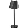 Ondaluce Lampada tavolo LED 12x38 cm ricaricabile USB touch senza fili FIJI Nero