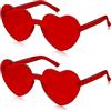 SelfTek 2 occhiali da sole a forma di cuore rosso senza montatura a forma di cuore occhiali trasparenti colorati a forma di cuore occhiali multipack moda Funky Eyewear per donne uomini bambini