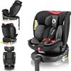 LIONELO Seggiolino Auto NAVY i-Size con ISOFIX, Girevole a 360° e Reclinabile, Bambini 40-150 cm (0-12 anni), Fronte e Retro Marcia, Piede di Supporto, Poggiatesta 11 Livelli, Ventilato e Comodo