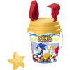 MONDO 28707 Sonic Bucket, Set Mare Renew Toys con Secchiello, Paletta, Rastrello, Setaccio, Formina, Annaffiatoio Inclusi, Multicolore, 17 cm