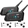 EJEAS V6 Interfono Moto Bluetooth Coppia 1200m Interfono in Tempo Reale Auricolare Casco Moto 6 Motociclisti Riduzione del rumore CVC Impermeabilità, USB-C (V6-2pc)