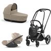 Cybex Platinum - Cybex Trio Priam 4.0 Cozy Beige Telaio Chrome Black con Cloud T Plus