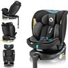 LIONELO Seggiolino Auto NAVY i-Size con ISOFIX, Girevole a 360° e Reclinabile, Bambini 40-150 cm (0-12 anni), Fronte e Retro Marcia, Piede di Supporto, Poggiatesta 11 Livelli, Ventilato e Comodo