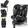 LIONELO Seggiolino Auto NAVY i-Size con ISOFIX, Girevole a 360° e Reclinabile, Bambini 40-150 cm (0-12 anni), Fronte e Retro Marcia, Piede di Supporto, Poggiatesta 11 Livelli, Ventilato e Comodo