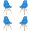 BUYBUY Kit 4 Sedie GENOVA in PP con piedi in legno di faggio e metallo Light Blue KITGEN001LB