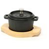 PROFESSIONAL THINK Cocotte ghisa cm 10 con coperchio e base legno