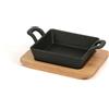 PROFESSIONAL THINK Casseruola ghisa quadra cm 12,5x12,5 con base legno