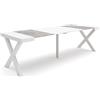 Skraut Home | Consolle allungabile | Tavolo consolle allungabile | 260 | Per 12 persone | Gambe in legno | Stile moderno | Bianco e cemento